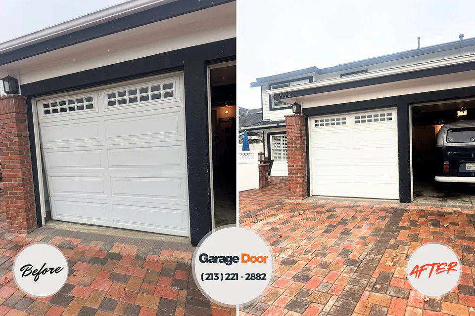 Before and after: garage door repair Pequot Lakes, MN